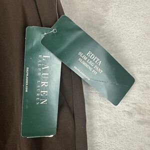 Lauren Ralph Lauren Edita Slim Leg Wool Blend Pants Pike Brown 16 200195177MWZ